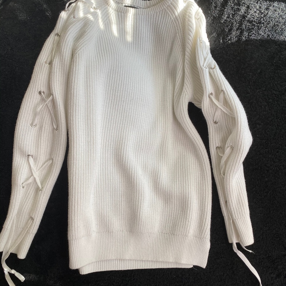 White Sweater with Tassel Detail